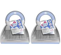 York Mini Set Pelle et Balayette de Table - Ramasse-Miettes Compact et Pratique - Brosse à Poils Denses pour Nappe, Plan de Travail, Clavier et Camping - Bleu Gris 19x22x5 cm (Lot de 2)