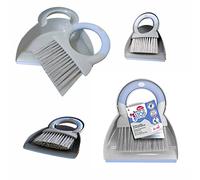 York Mini Set Pelle et Balayette de Table - Ramasse-Miettes Compact et Pratique - Brosse à Poils Denses pour Nappe, Plan de Travail, Clavier et Camping - Bleu Gris 19x22x5 cm