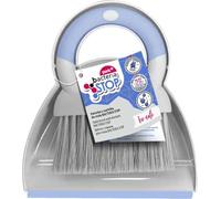 York Mini Set Pelle et Balayette de Table - Ramasse-Miettes Compact et Pratique - Brosse à Poils Denses pour Nappe, Plan de Travail, Clavier et Camping - Bleu Gris 19x22x5 cm