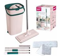 York Serpillère Plate et Seau avec essoreur Kit de Nettoyage du Sol avec serpillères Microfibre lavables Utilisation Humide et sèche Système de Nettoyage pour carrelage parquet et stratifié