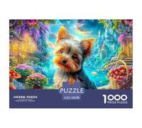Yorkie dans Un Jardin coloré avec des Fraises Puzzle De 1000 Pièces Chien de Compagnie Mignon Jeu De Puzzle Familial pour Adultes, Enfants Et Personnes Âgées 52x38cm/1000pcs