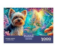 Yorkie dans Une forêt Magique avec Un château Puzzle De 1000 Pièces Chien de Compagnie Mignon Jeu De Puzzle Familial pour Adultes, Enfants Et Personnes Âgées 70x50cm/1000pcs