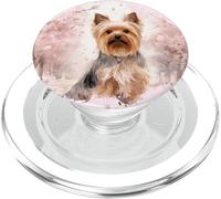 Yorkie Dog Aquarelle Cerise Floral Yorkshire Terrier Chiot PopSockets PopGrip pour MagSafe