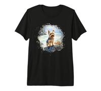 Yorkie Dog Aquarelle Scenic Beach Yorkshire Terrier T-Shirt Haut de Gamme