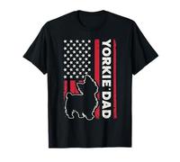 Yorkie Dog Drapeau américain vintage Yorkshire Papa Fête des pères T-Shirt