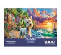 Yorkie Dreams, Jeu éducatif de 1000 pièces, Puzzle de décompression - Caniche, Chemin côtier coloré, décoration Murale et Cadeau pour Adultes, 52 x 38 cm / 1000 pièces