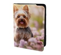 Yorkie Étui portefeuille pour passeport Motif floral 3