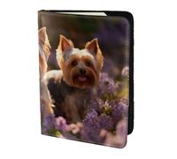 Yorkie Étui portefeuille pour passeport Motif floral Pour cartes et documents