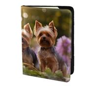 Yorkie Floral2 Étui portefeuille pour passeport avec imprimé floral pour cartes et documents