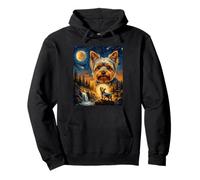 Yorkie Howling to The Moon Chien Vintage Sweat à Capuche