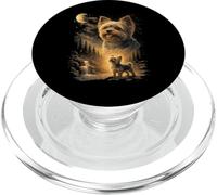 Yorkie Howling to The Moon Vintage 90s Funny Dog Owner PopSockets PopGrip pour MagSafe