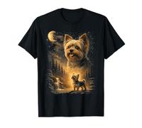 Yorkie Howling to The Moon Vintage 90s Funny Dog Owner T-Shirt