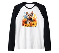 Yorkie Mignon dans Le Jardin de Fleurs Yorkshire Terrier Chien Maman Manche Raglan