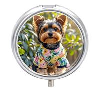 Yorkie Pilulier de voyage rond à 3 compartiments en métal pour comprimés et vitamines Motif floral