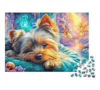 Yorkie se Repose dans Un Paysage de Conte de fées Puzzle De 1000 Pièces Chien Mignon Cadeau d'anniversaire Parfait pour Enfants Et Adultes 70x50cm/1000pcs
