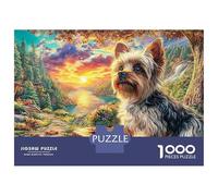 Yorkie Sunset 1000 Pièces Puzzle Unique Décoration Moderne Chien Artistique dans Une forêt Vivante Puzzles Jouets De Jeu pour Adultes Et Enfants 38x26cm/1000pcs