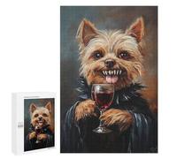 Yorkie Wine Lover Art Print Puzzle 1000 Pièces Educa Jouet en Bois Cadeau Unique Décoration Intérieure Jeu Éducatif Challenge Toy Adultes Et Enfants À Partir De 14 Ans 1000 PCS