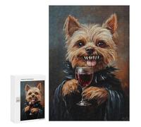 Yorkie Wine Lover Art Print Puzzle 1000 Pièces Educa Jouet en Bois Cadeau Unique Décoration Intérieure Jeu Éducatif Challenge Toy Adultes Et Enfants À Partir De 14 Ans 300 PCS
