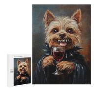 Yorkie Wine Lover Art Print Puzzle 1000 Pièces Educa Jouet en Bois Cadeau Unique Décoration Intérieure Jeu Éducatif Challenge Toy Adultes Et Enfants À Partir De 14 Ans 500 PCS