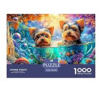 Yorkies dans des Tasses de thé dans Une scène de Bulle Magique Puzzle De 1000 Pièces Chien de Compagnie Mignon Classique Et Défiant, Cadeau pour Toutes Les Âges 70x50cm/1000pcs