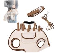 Yorkies Gram Carrier, Dog Backpack Carrier for Small Dogs, Adjustable Shoulder Sling, with Traction Leash, Fits Most Dogs (Beige,Large)