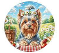 Yorkshire ah Puzzle Rond De 1000 Pièces pour Adultes Les animauxs Haustiers Cute Filles Célébrités Unique Décompression Progressive Réduction 1000pcs (67.5x67.5cm)