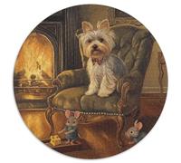 Yorkshire ah Puzzle Rond De 1000 Pièces pour Adultes Les animauxs Haustiers Cute Filles Célébrités Unique Décompression Progressive Réduction 1000pcs (67.5x67.5cm)