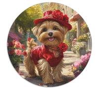 Yorkshire ah Puzzle Rond De 1000 Pièces pour Adultes Les animauxs Haustiers Cute Filles Classiques Encastrement Parfait Qualité Premium Activité Relaxation 1000pcs (67.5x67.5cm)