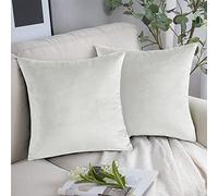 Yorkshire Bedding Housses de coussin 45 x 45 (Lot de 2) - Housses de coussin carrées de luxe en velours pour jeté décoratif - Housse de coussin blanche douce décorative pour canapé, divan, chambre à