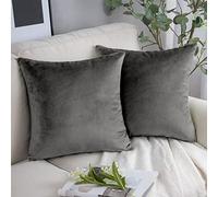 Yorkshire Bedding Housses de coussin 45 x 45 (Lot de 2) - Housses de coussin carrées de luxe en velours pour jeté décoratif - Housse de coussin douce décorative grise pour canapé, divan, chambre à