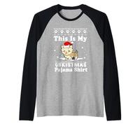 Yorkshire Dog Funny Xmas Sweater This is My Christmas Pajama Manche Raglan