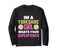 Yorkshire Girl Whats Your Superpower Drapeau Rose Manche Longue