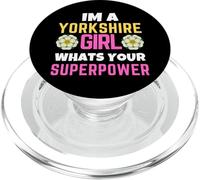 Yorkshire Girl Whats Your Superpower Drapeau Rose PopSockets PopGrip pour MagSafe