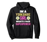 Yorkshire Girl Whats Your Superpower Drapeau Rose Sweat à Capuche
