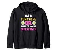 Yorkshire Girl Whats Your Superpower Drapeau Rose Sweat à Capuche