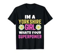 Yorkshire Girl Whats Your Superpower Drapeau Rose T-Shirt