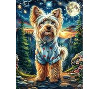 Yorkshire Terrier au Clair de Lune 300 Pieces Casse-tête Adulte en Carton sans Déformation Très Difficile Haute Difficulté Anti-Stress Décoration Murale Cadeau Noël Pas Cher 300 PCS
