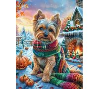 Yorkshire Terrier avec Une écharpe 500 Pieces Casse-tête Personne Âgée en Carton Épais Haute Densité Mythes Conte de fées Facile Débutant Thérapie Occupationnelle Anti-Stress Petit Prix 500 PCS