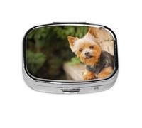 Yorkshire Terrier Bokeh Boîte à pilules murale à 2 compartiments Motif chiens mignons