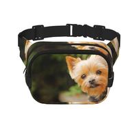 Yorkshire Terrier Bokeh Chiens Mignons Mur,Sac Banane carré Double Couche, Sac de Poitrine
