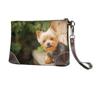 Yorkshire Terrier Bokeh Chiens Mignons Mur,Sacs à Main en Cuir PU pour Femmes, Pochette à Fermeture éclair, Portefeuille, Sac à Main avec dragonne