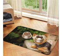 Yorkshire Terrier Bokeh Chiens Mignons Mur,Tapis d'alimentation pour Animaux de Compagnie, Sets de Table en Cuir PU pour Chats et Chiens,40x60cm