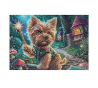 Yorkshire Terrier Champ de Fleurs Animal de Compagnie Mignon Faune Sauvage Nature Sauvage Puzzle 300 Pièces pour Adultes Amusant Stimulant Et Engageant Parfait pour Famille Et Amis Ou Hobby 300 PCS（
