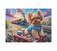 Yorkshire Terrier Chef de Train Animal de Compagnie Mignon Sauvage Puzzle 500 Pièces pour Adultes Amusant Captivant Et Relaxant Parfait pour Famille Et Amis Ou Hobby 500 PCS（52×38cm）