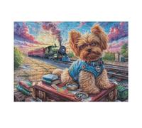 Yorkshire Terrier Chef de Train Animal de Compagnie Mignon Sauvage Puzzles 300 Pièces pour Adultes Educa Divertissant Décoration Intérieure Famille Challenge Réflexion Assemblage Amusant 300 PCS