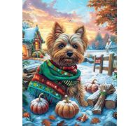 Yorkshire Terrier dans Le Jardin d'hiver 1000 Pieces Casse-tête Adulte en Carton Haute Qualité Contes de fées fantastiques d'animaux Sauvages Très Difficile Haute Difficulté Anti-Stress Décoration M