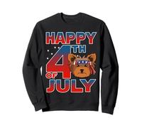 Yorkshire Terrier Dog American Flag Glasses 4th of July Sweatshirt