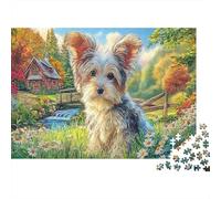 Yorkshire Terrier en Papier Premium, Yorkshire Terrier dans Une Prairie remplie de Fleurs, Puzzle DIY, éducatif, Anti-Stress, 70x50cm/1000 pièces