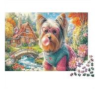 Yorkshire Terrier en Papier, Terrier avec Sucette dans Un Pull, Coffret Puzzle, Cadeau d'anniversaire, entraînement cérébral, 38x26cm/1000 pièces