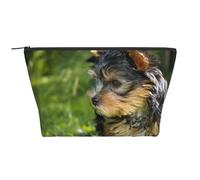 Yorkshire Terrier Herbe Verte Yorkie Chiens Mignons, Trousse de Toilette Trousse de Maquillage Sac à cosmétiques Trousse de Toilette de Voyage Portable